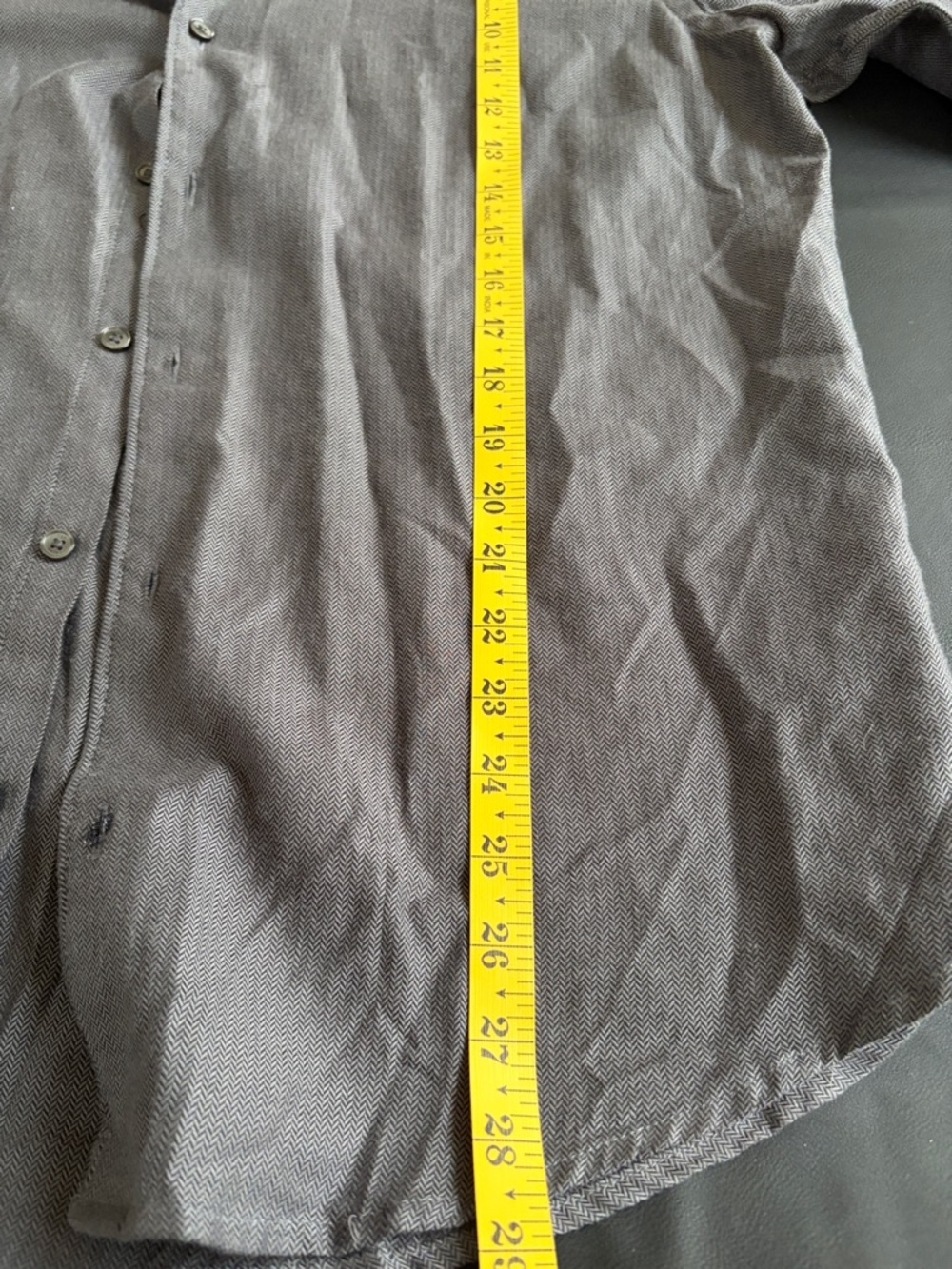 Ted Baker Gray Herringbone Button Up Shirt Geometric Print Trim Men’s Large - Picture 10 of 13
